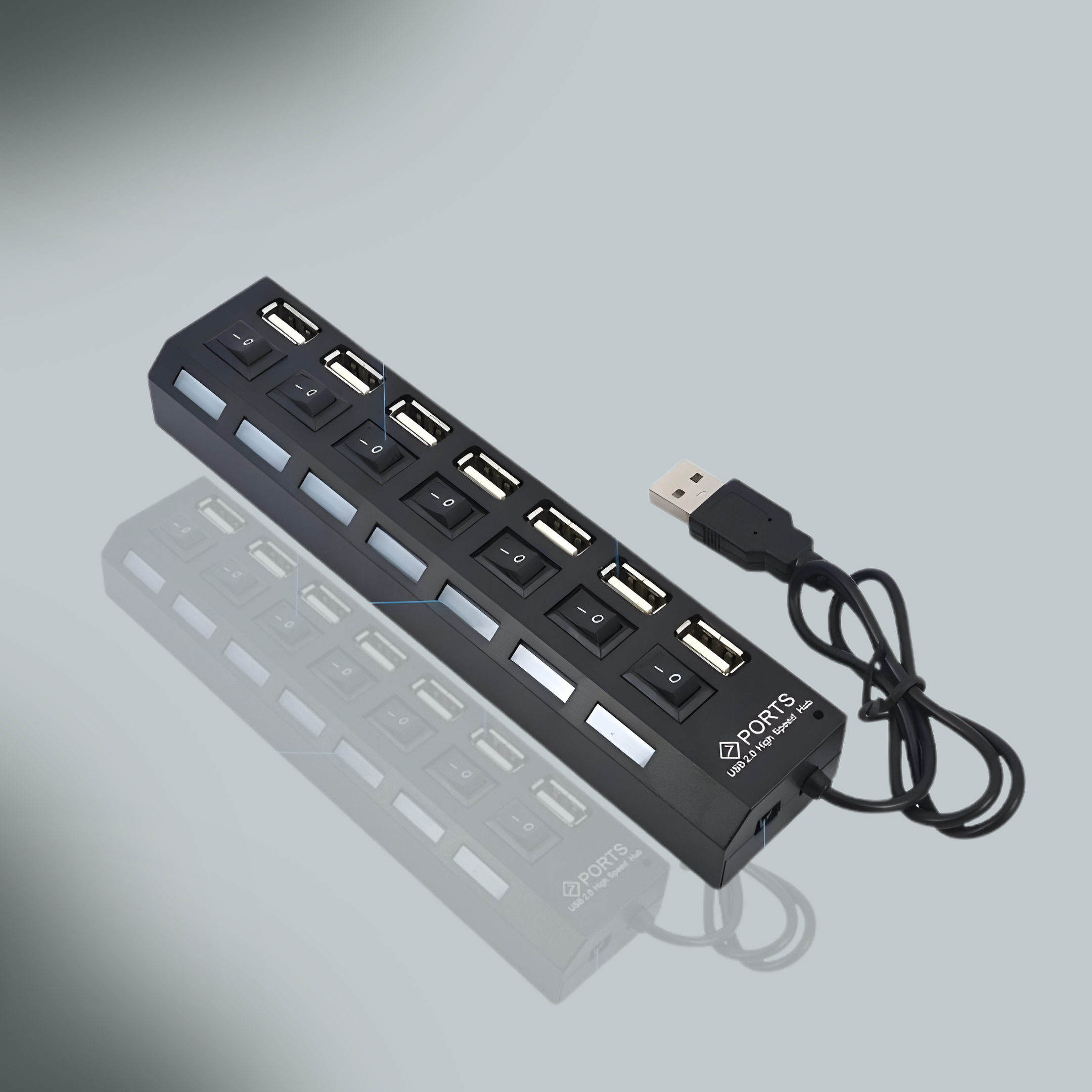 7-Port USB 2.0 / 3.0 High-Speed Hub Splitter for PC, Laptop &amp; Mac